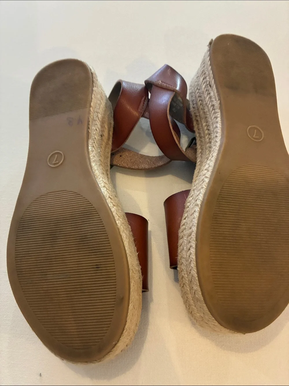Brown Minimalist Vegan  2.5” Heel Espadrille Sandals Size 7
